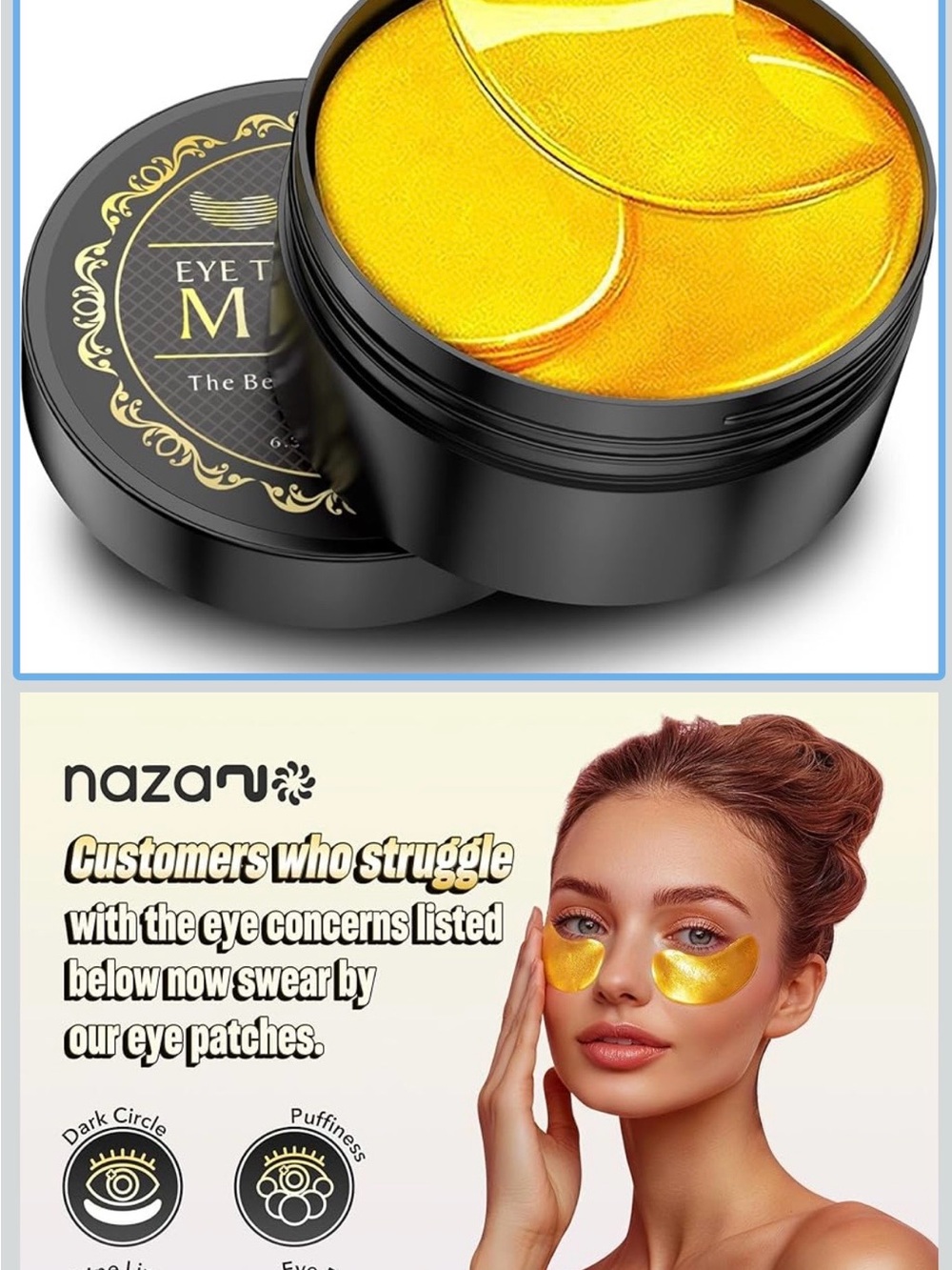 NWT. Nazaru Gold Eye Gel Patches - Brightening Under-Eye Masks